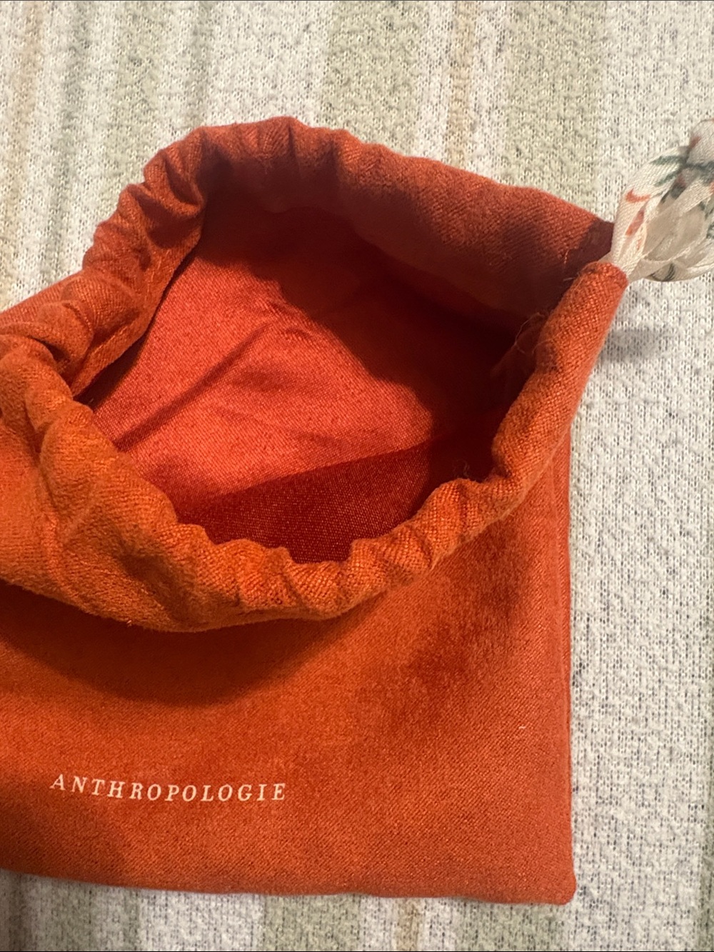 Anthropologie Rust Orange Drawstring Logo Pouch - Picture 2 of 4
